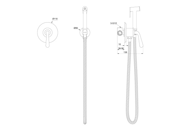 Гигиенический душ Wonzon & Woghand Steam WW-88849008-BG золото брашированный