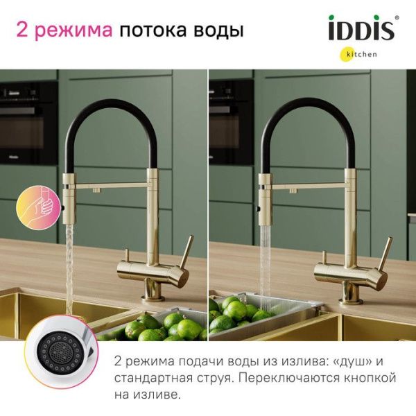 Смеситель для кухни с фильтром и гибким изливом IDDIS Ace ACEMGFFi05 матовоезолото Смеситель для кухни с фильтром и гибким изливом IDDIS Ace ACEMGFFi05 матовоезолото