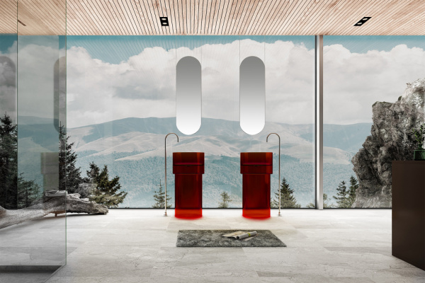 Раковина напольная Abber Kristall 45 см AT2701Rubin-H красная