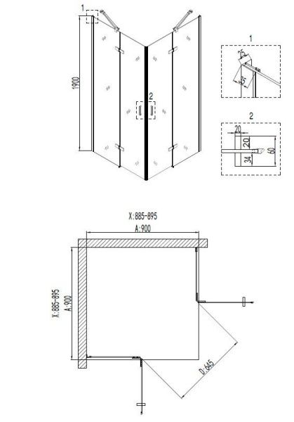 Душевое ограждение NIAGARA Nova NG-6813-08 BLACK (90*90*190) квадрат, две двери распашные Душевое ограждение NIAGARA Nova NG-6813-08 BLACK (90*90*190) квадрат, две двери распашные