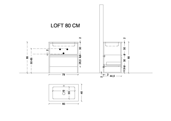 Консоль Armadi Art Loft 80 см 893-080 под раковину напольная