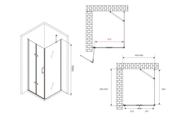 Душевой уголок 70x90 ABBER Zart AG08070P-S91 профиль хром стекло прозрачное Душевой уголок 70x90 ABBER Zart AG08070P-S91 профиль хром стекло прозрачное