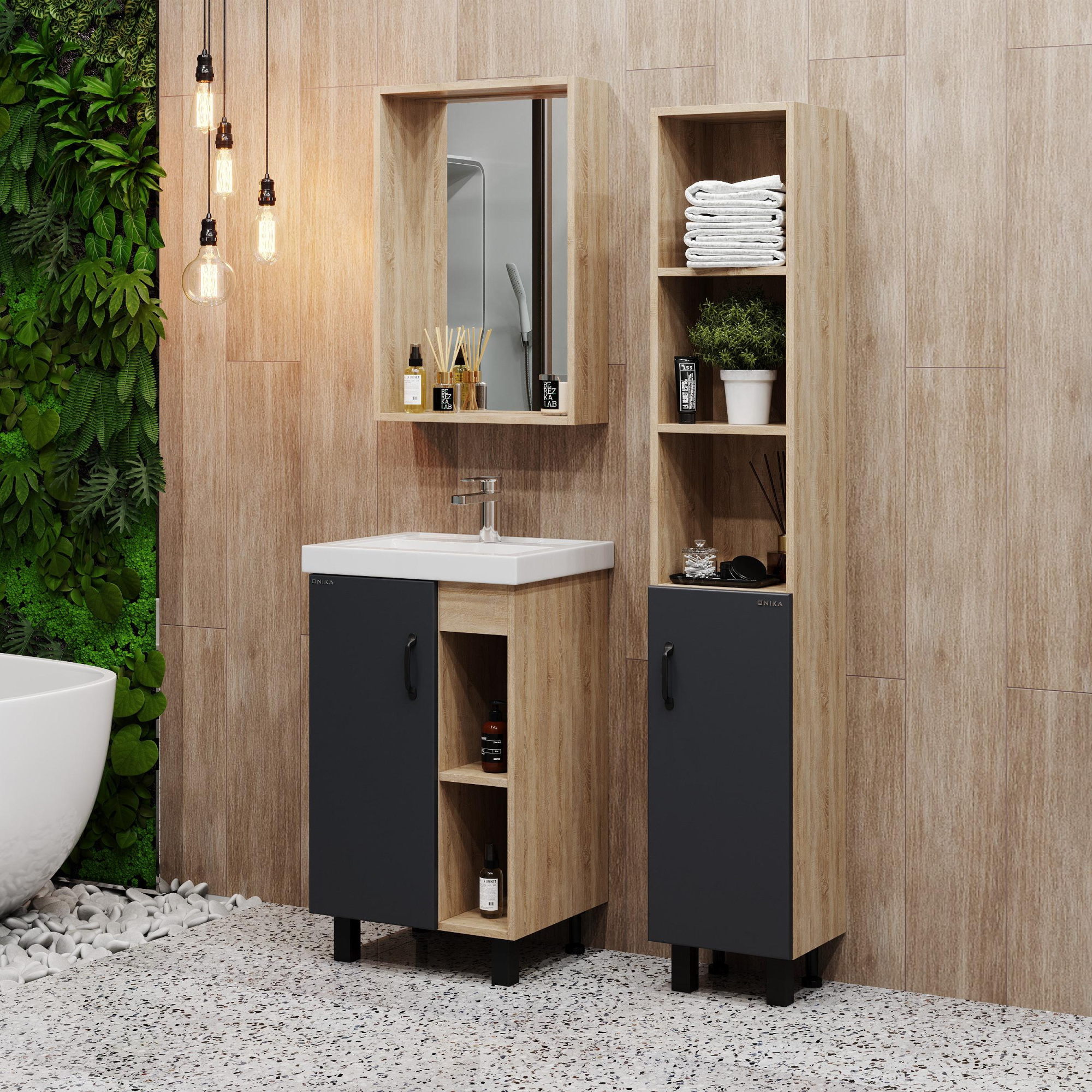 Тумба под раковину Onika Тимбер 50 см 105035 дуб сонома/серый матовый