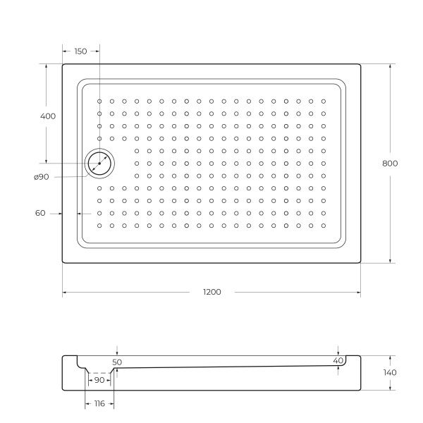 Акриловый поддон 80x120 см Cezares  TRAY-A-AH-120/80-15-W0 белый Акриловый поддон 80x120 см Cezares  TRAY-A-AH-120/80-15-W0 белый