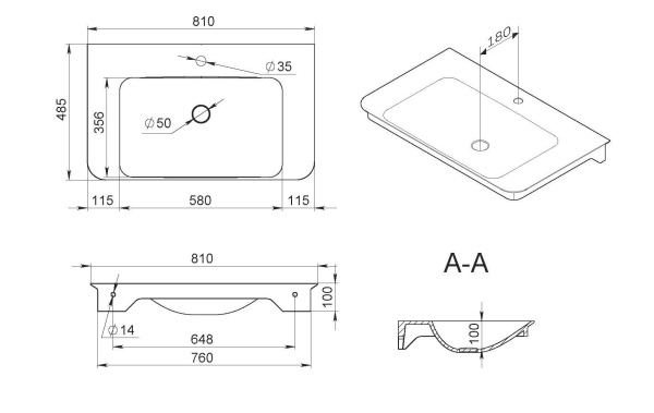 Мебельная раковина Am.Pm Sensation 80 см M30WPC0801WG