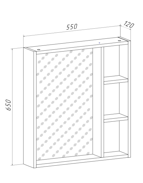 Шкаф зеркальный Runo Эко 55 см 00-00001451 лиственница