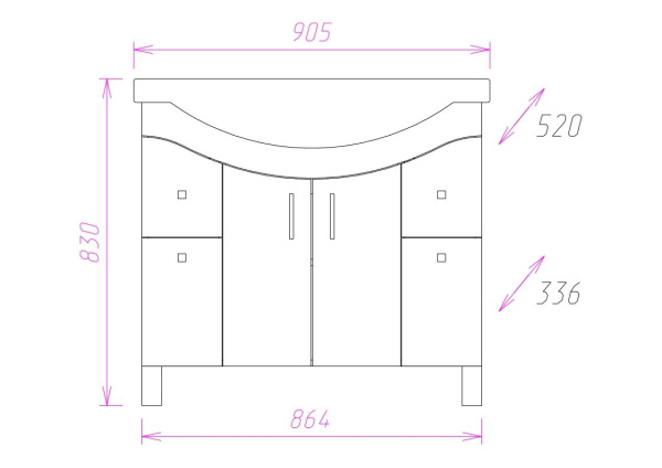 Тумба под раковину Onika Эльбрус 90 см 109016 белый