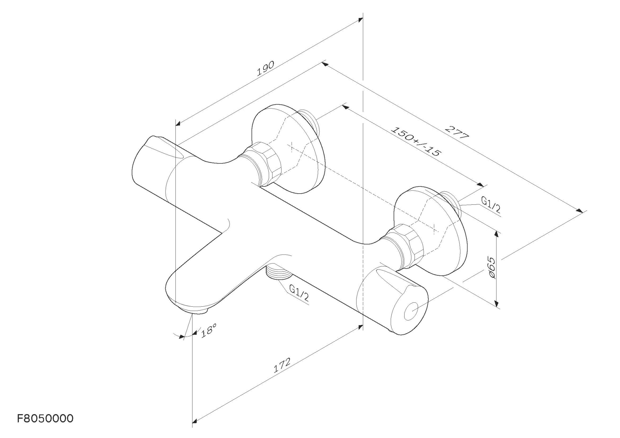 Смеситель для ванны с термостатом Am.Pm Like F8050000 хром глянцевый