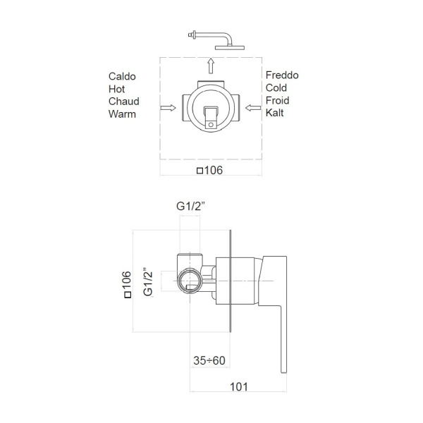 Смеситель для душа встраиваемый Webert Pegaso PE880101015 хром глянцевый