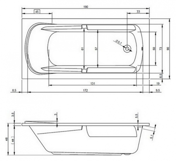 Ванна акриловая RIHO FUTURE XL CALGARY 190x90 BC3200500000000 Ванна акриловая RIHO FUTURE XL CALGARY 190x90 BC3200500000000