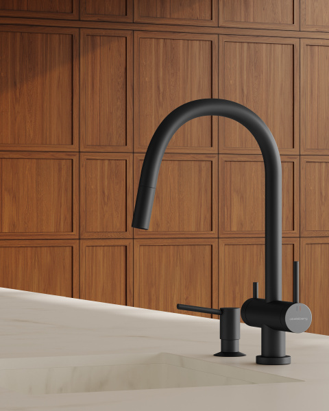 Смеситель для кухонной мойки Abelsberg Aera EMF71709MB вулканический черный матовый