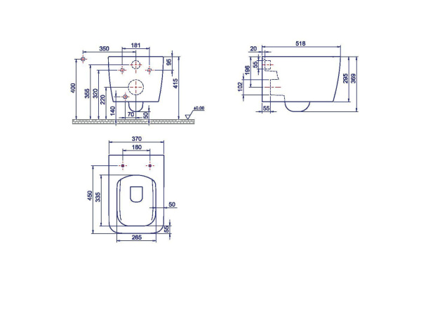 Унитаз Boheme Zen 967-SET-2-W подвесной с микролифтом