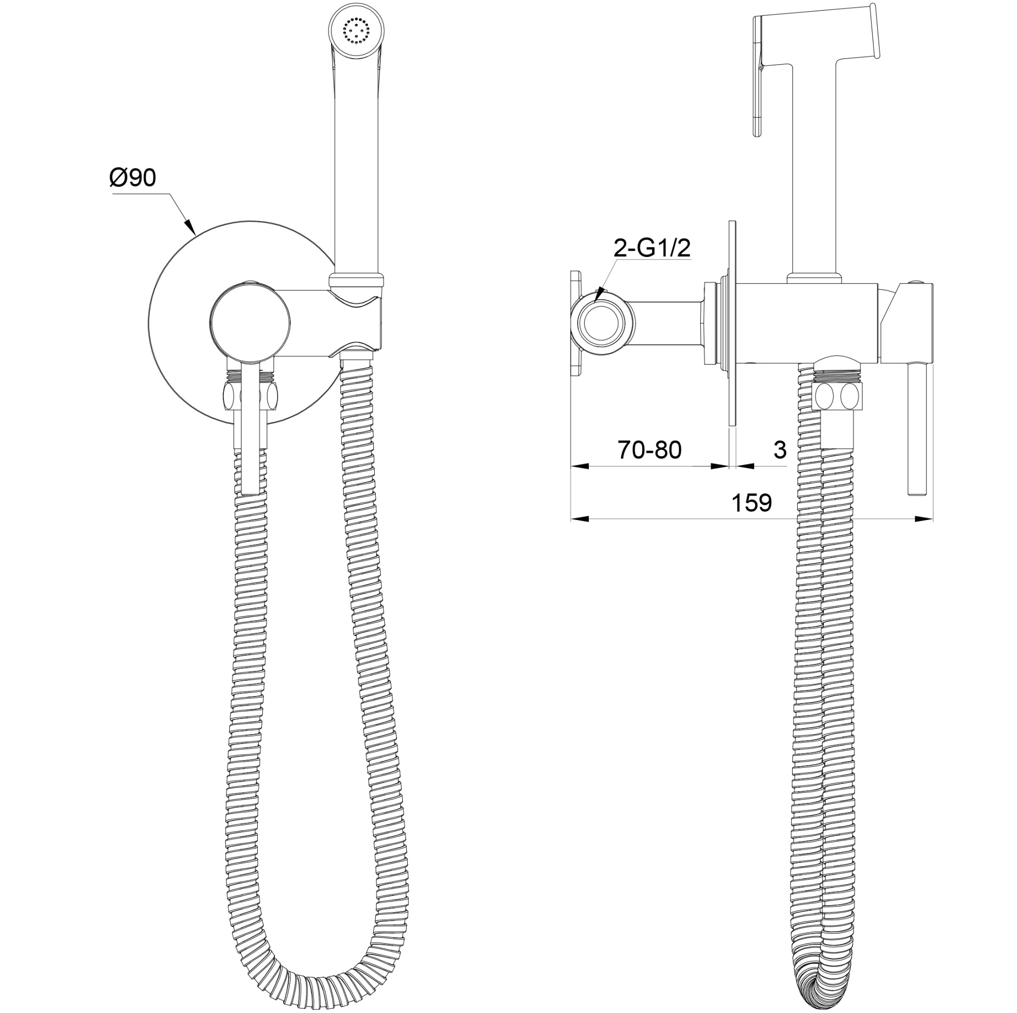 Гигиенический душ Wonzon & Woghand Stick WW-88829902-CR хром глянцевый