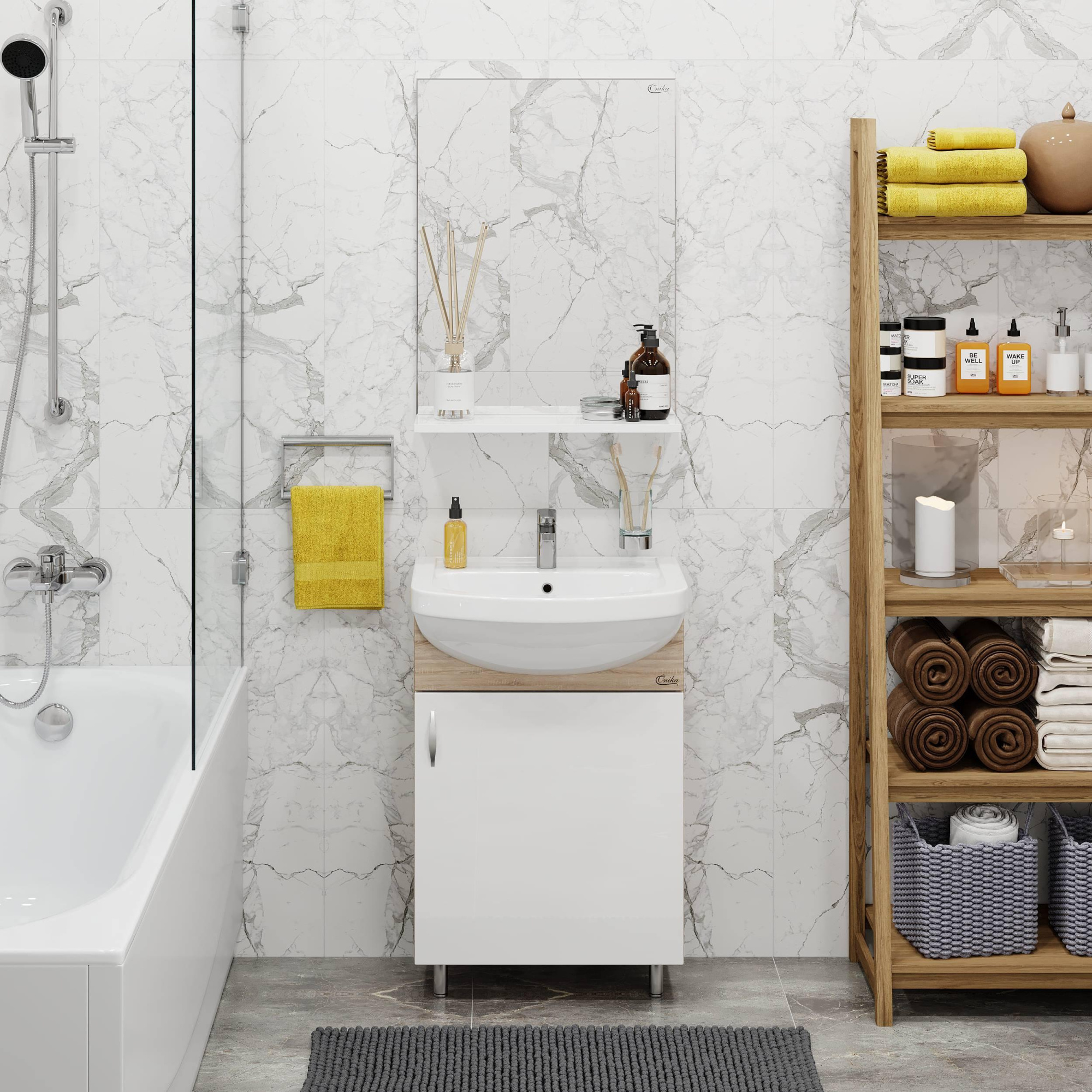 Тумба под раковину Onika Эко 50 см 105207 дуб сонома/белый