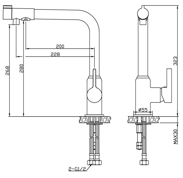 Смеситель для кухни Esko Kitchen K23 хром глянцевый