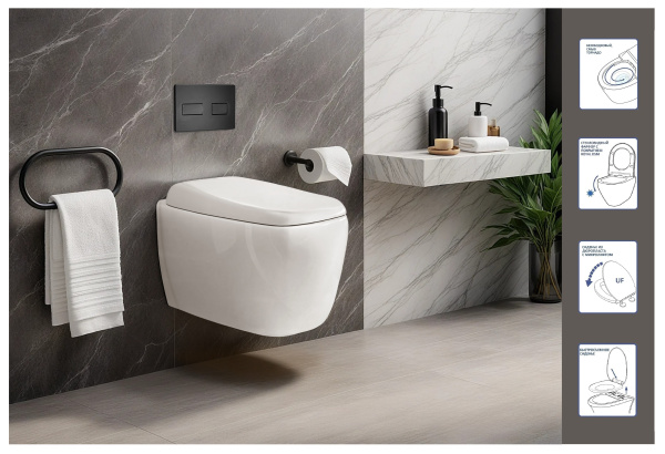 Унитаз подвесной Ceruttispa Romina CT10613 безободковый с микролифтом