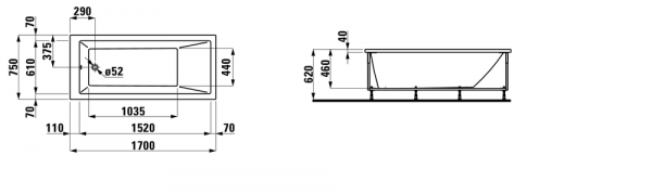 Акриловая ванна 170x75 Laufen Pro 2.3195.1.000.000.1 Акриловая ванна 170x75 Laufen Pro 2.3195.1.000.000.1