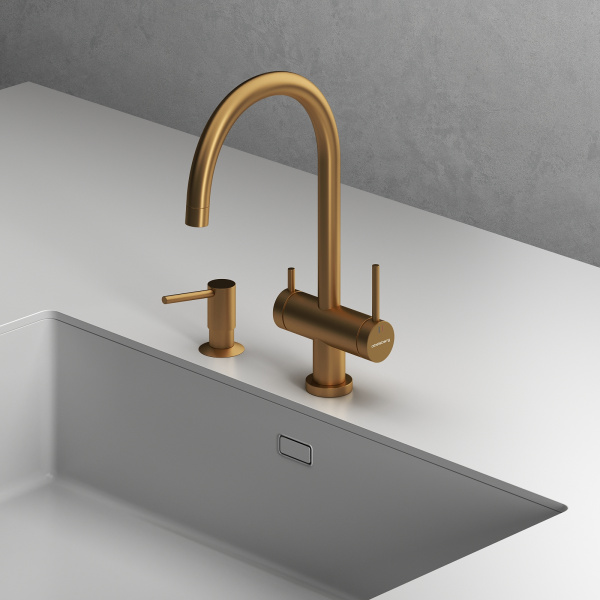 Смеситель для кухонной мойки Abelsberg Aera AWF70029BG королевское золото брашированный
