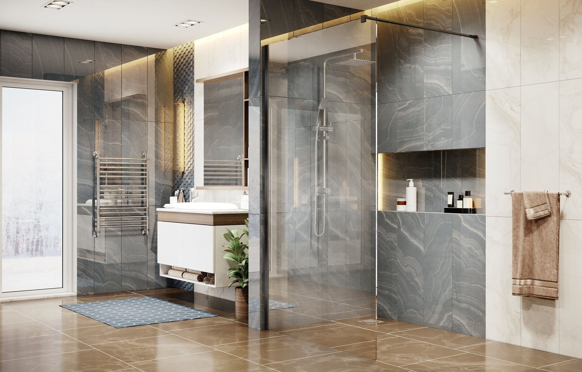 Душевая перегородка 120х200 см Ambassador Walk-in 15031112 черный