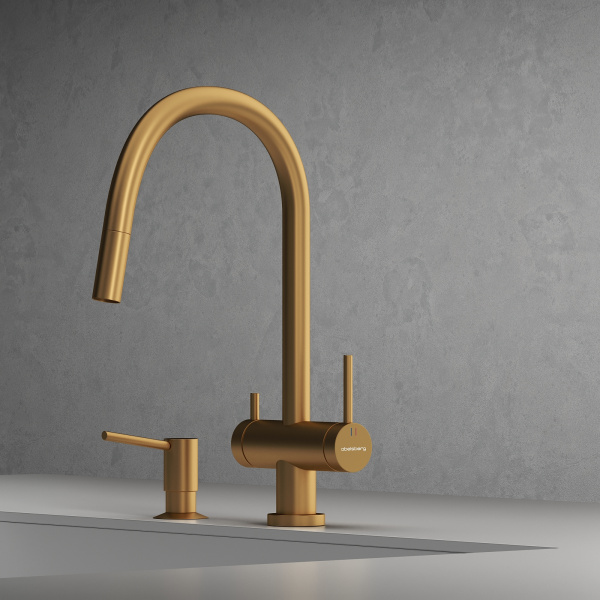 Смеситель для кухонной мойки Abelsberg Aera EMF71709BG королевское золото брашированный