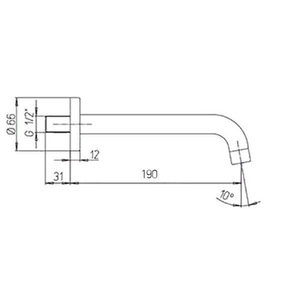 Излив встраиваемый   PAINI Cox 78PZ207CAN19 черный матовый Излив встраиваемый   PAINI Cox 78PZ207CAN19 черный матовый