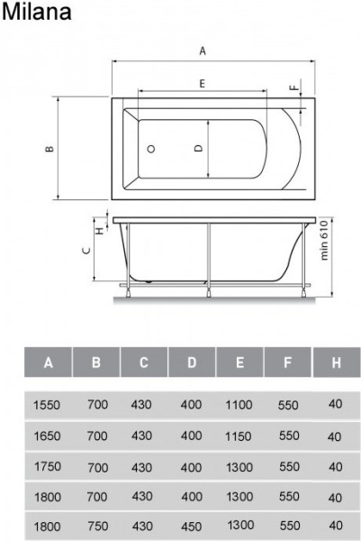 Ванна акриловая 165x70 Vayer Milana Гл000022941 Ванна акриловая 165x70 Vayer Milana Гл000022941