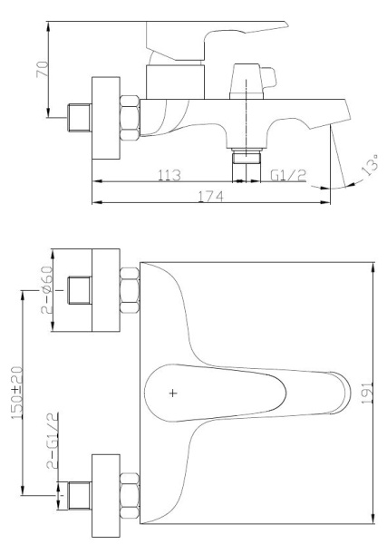 Смеситель для ванны Esko Doha DH54 хром