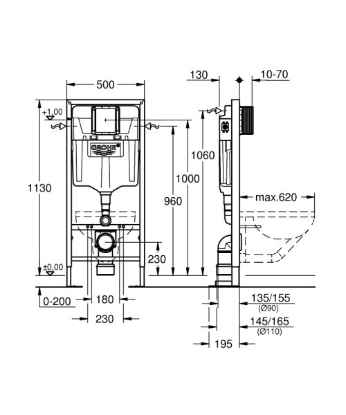 Инсталляция для унитаза без клавиши  Grohe Rapid sl 38584001 синий Инсталляция для унитаза без клавиши  Grohe Rapid sl 38584001 синий