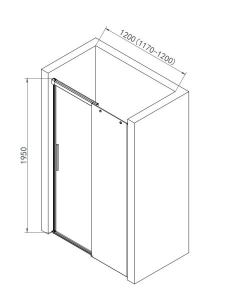 Душевая дверь 195х120 см AQUAme AQM4803-12 хром прозрачная Душевая дверь 195х120 см AQUAme AQM4803-12 хром прозрачная