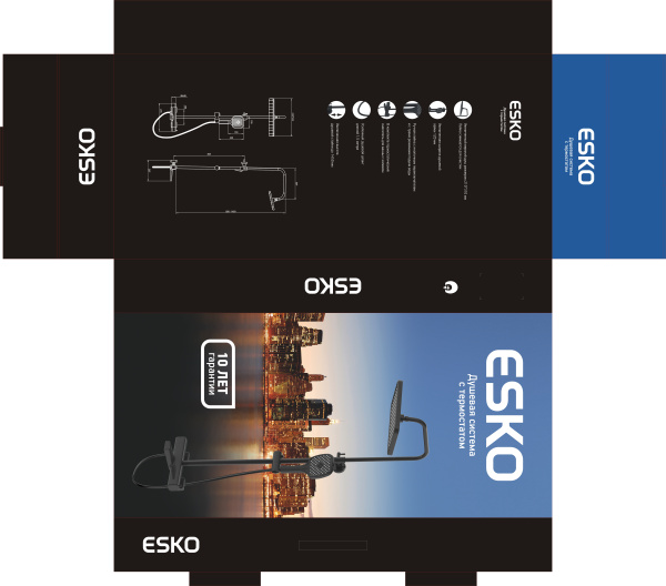 Душевая система с термостатом ESKO STT3054Black Душевая система с термостатом ESKO STT3054Black