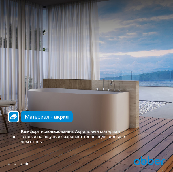 Ванна акриловая Abber AB9496-1.5 R белая