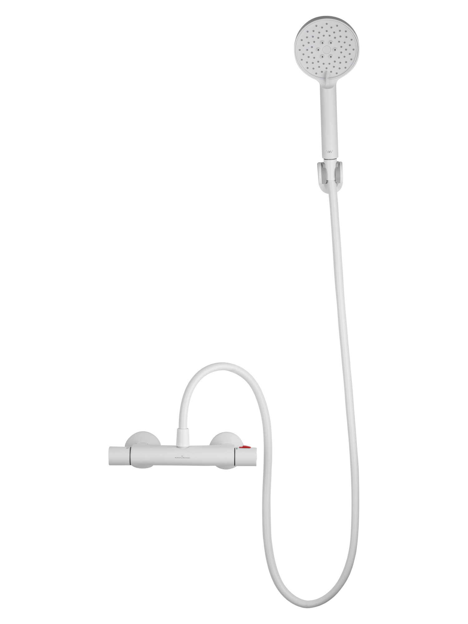 Смеситель для душа с термостатом и гарнитуром Wonzon & Woghand Inn 5 WW-B1005-A-MW белый матовый