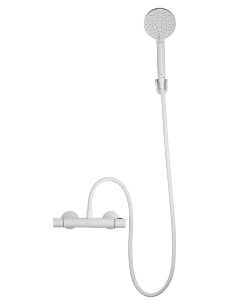 Смеситель для душа с термостатом и гарнитуром Wonzon & Woghand Inn 5 WW-B1005-A-MW белый матовый