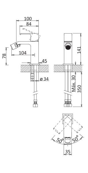 Смеситель для биде  Cezares PORTA PORTA-BS1-01-W0 хром Смеситель для биде  Cezares PORTA PORTA-BS1-01-W0 хром