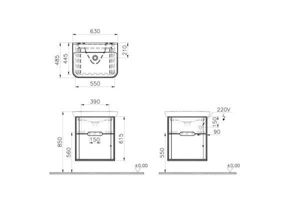 Шкаф с раковиной 49х65х69 см VitrA Sento 60822 матовый белый Шкаф с раковиной 49х65х69 см VitrA Sento 60822 матовый белый