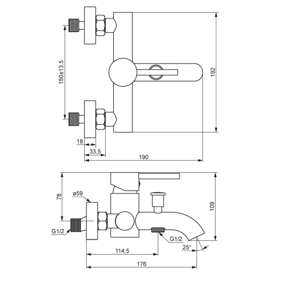 Смеситель для ванны Damixa Scandinavian Pure 361000600 золото глянцевый