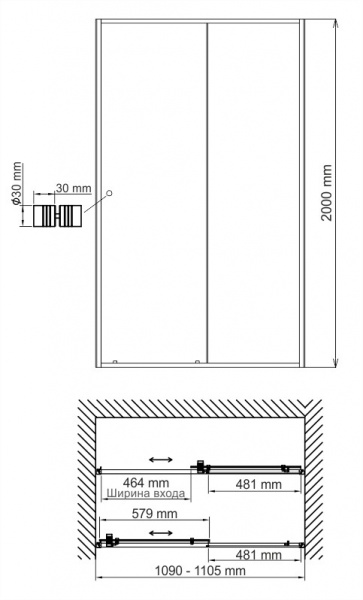 Душевая дверь 110см WasserKRAFT Rhin 44S13 Душевая дверь 110см WasserKRAFT Rhin 44S13
