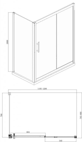 Душевой уголок 80x120x200 Bravat Stream BS120.3103S Душевой уголок 80x120x200 Bravat Stream BS120.3103S