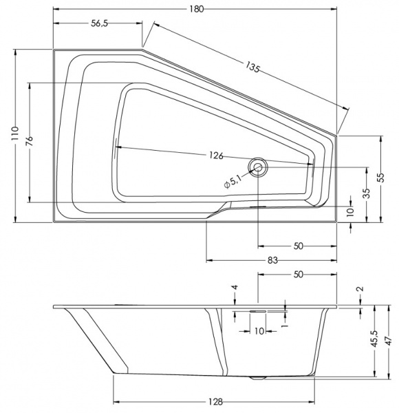 Ванна акриловая RIHO Ванна RETHING SPACE 180x110 L BR1800500000000 Ванна акриловая RIHO Ванна RETHING SPACE 180x110 L BR1800500000000