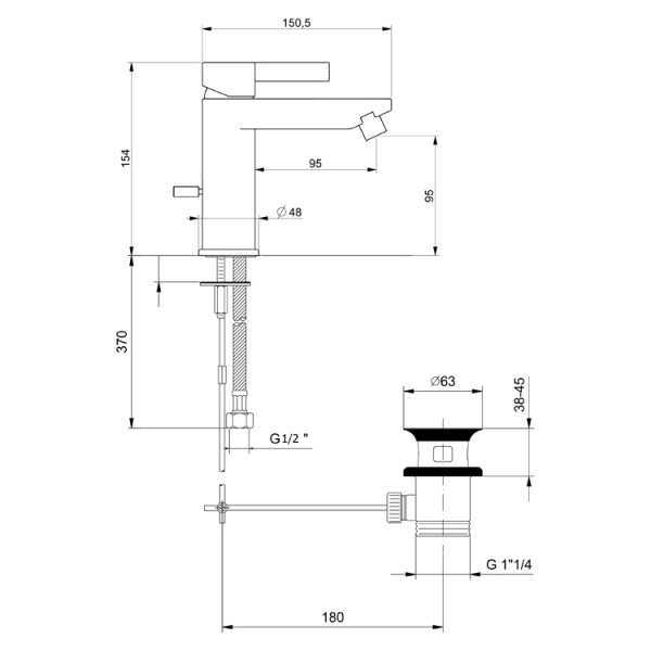 Смеситель для биде Webert DoReMi DR840102015 Смеситель для биде Webert DoReMi DR840102015