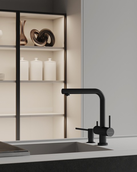 Смеситель для кухонной мойки Abelsberg Pura OTF70709MB вулканический черный матовый