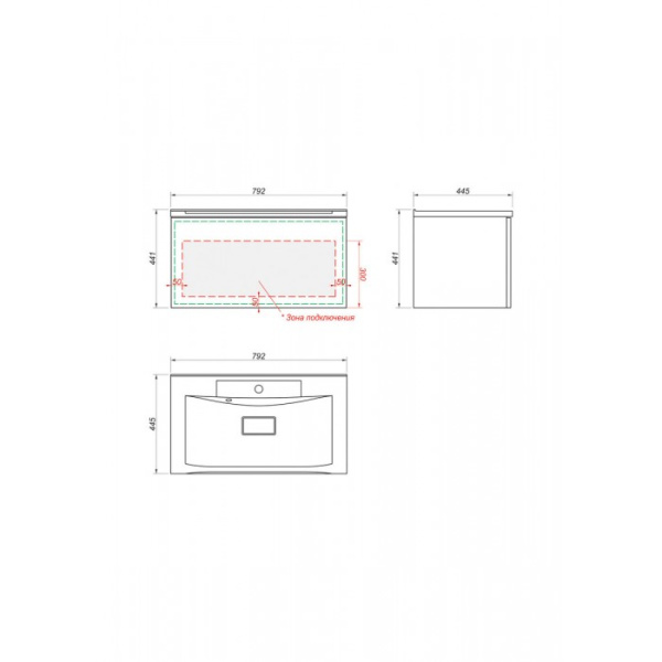 Тумба под раковину Какса-А Cristal 22 80 см 004837 подвесная белая
