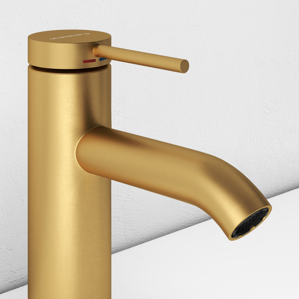 Смеситель для раковины Abelsberg Fluida ERF22001BG королевское золото брашированный