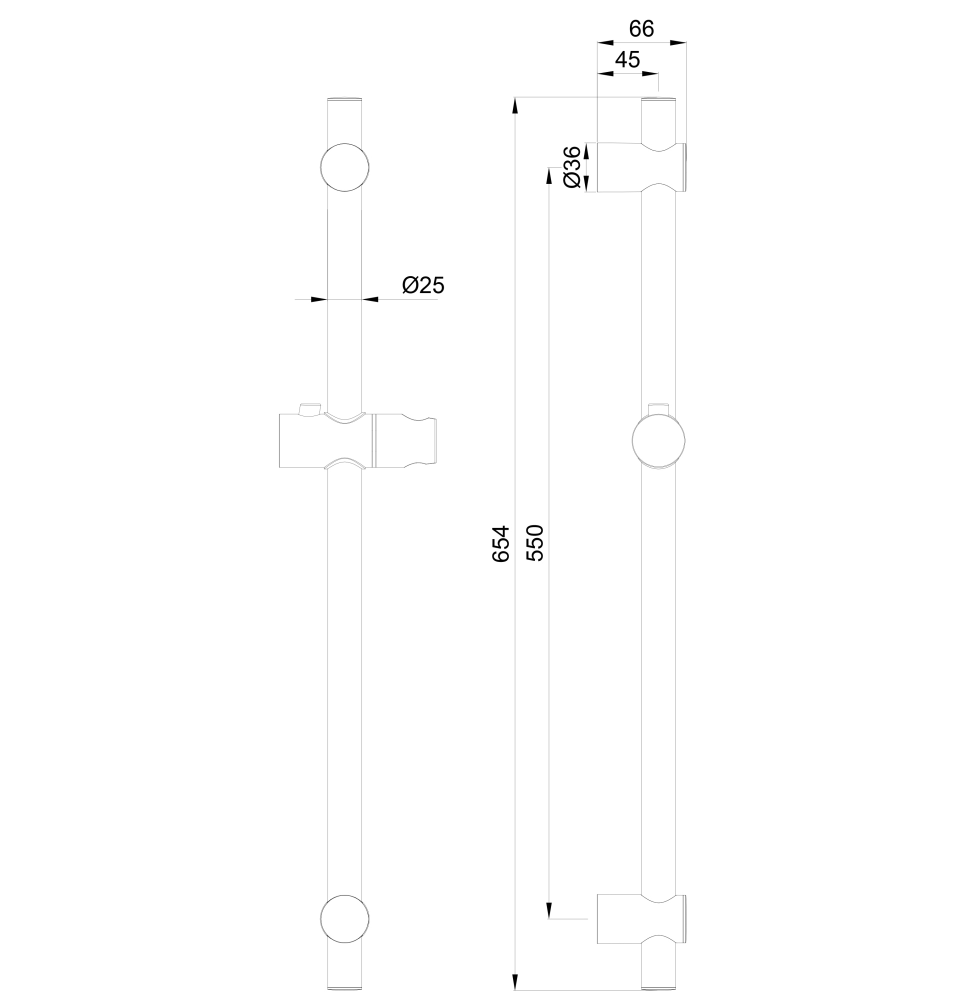 Душевая штанга Wonzon & Woghand WW-SL04-MB черный матовый