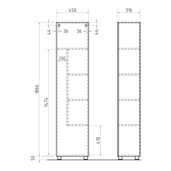 Пенал 45 см VIGO Geometry левый pn.GEO.45 Пенал 45 см VIGO Geometry левый pn.GEO.45
