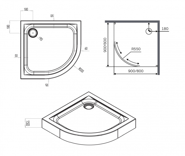 Поддон душевой 80x80 AM.PM X-Joy W88T-205-080W Поддон душевой 80x80 AM.PM X-Joy W88T-205-080W