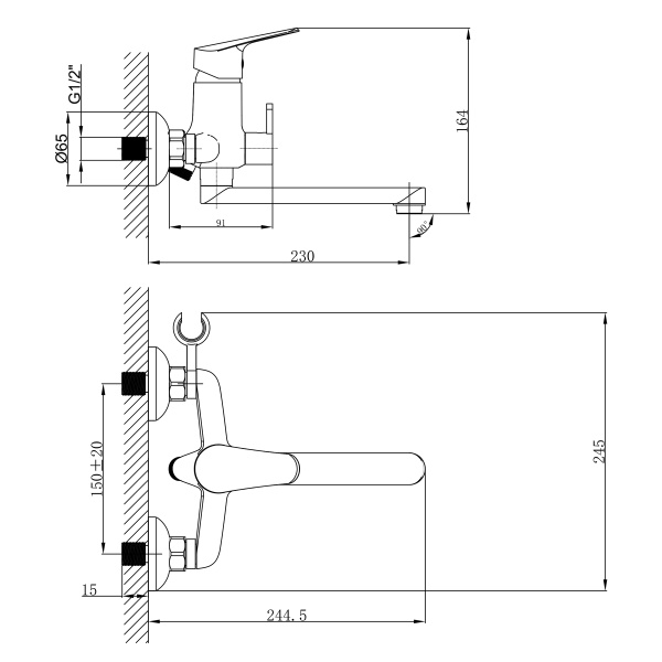 Смеситель для ванны Lemark Partner LM6513C универсальный Смеситель для ванны Lemark Partner LM6513C универсальный