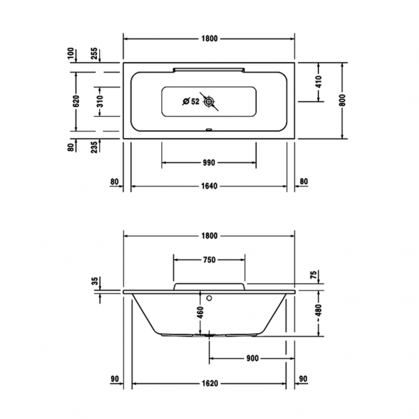 Ванна акриловая двухместная 180 x 80 DURAVIT DURASTYLE 700298000000000 Ванна акриловая двухместная 180 x 80 DURAVIT DURASTYLE 700298000000000