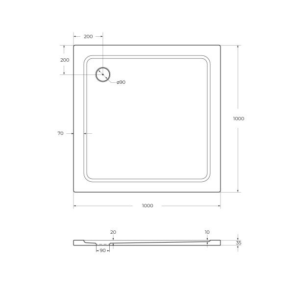 Поддон из пластика 100x100 см Cezares  TRAY-M-A-100-35-W белый Поддон из пластика 100x100 см Cezares  TRAY-M-A-100-35-W белый
