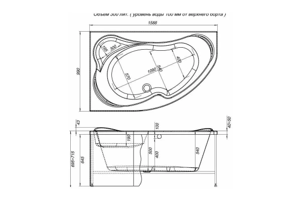 Акриловая ванна Aquanet Capri 00205476 160x100 L с каркасом